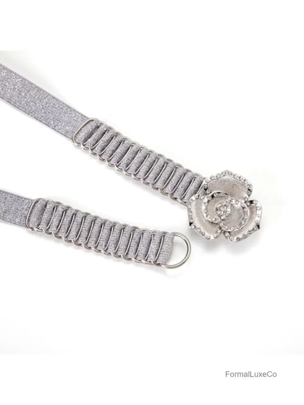 Stretchy Skinny Elastic Belt Rhinestone Buckle 1